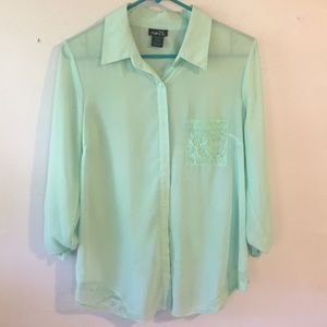 RUE 21 Sheer button down top